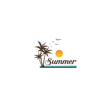 yaz adası logosu düz tasarım konsepti