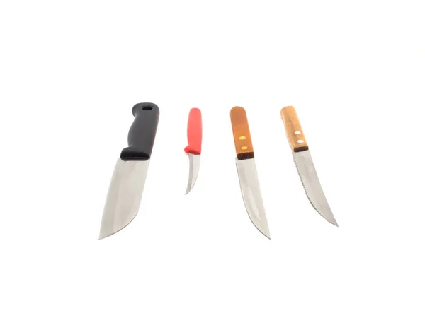 4 knives on white background — Stock Photo, Image
