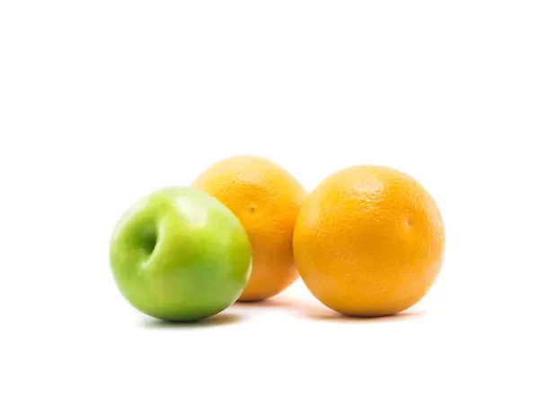 Apple Orange Geïsoleerd Witte Achtergrond — Stockfoto
