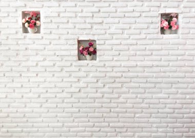 Kopya alanı için doku arka plan eski beyaz tuğla duvar