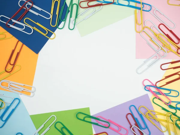 Note All Colorful Paper Set Paperclip Collection White Background — Stock Photo, Image