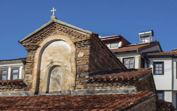 Arquitetura Cidade Velha Ohrid Parte Igreja Ortodoxa Medieval Construída Século — Fotografia de Stock