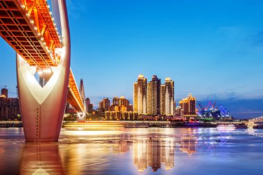 Çin Chongqing şehir ışıkları