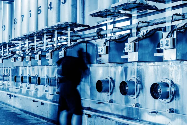 Linia produkcyjna maszyn włókienniczych i wyposażenia — Zdjęcie stockowe