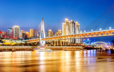 Çin Chongqing şehir ışıkları