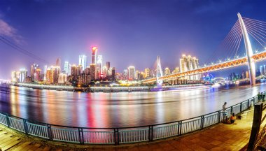 Çin Chongqing şehir ışıkları