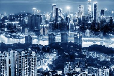 Çin Chongqing şehir ışıkları