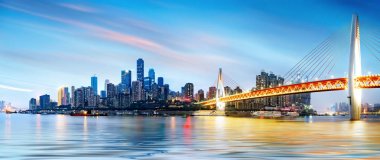 Çin Chongqing şehir ışıkları