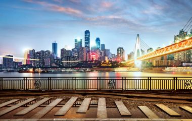 Çin Chongqing şehir ışıkları