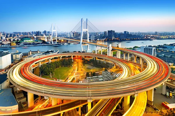 Nanpu Bridge at night — Stock Fotó