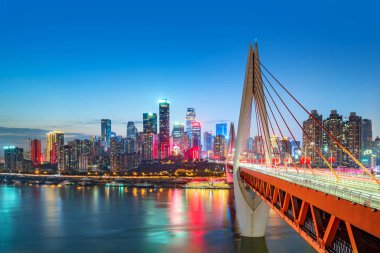 Çin Chongqing şehir ışıkları