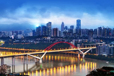 Çin Chongqing şehir ışıkları