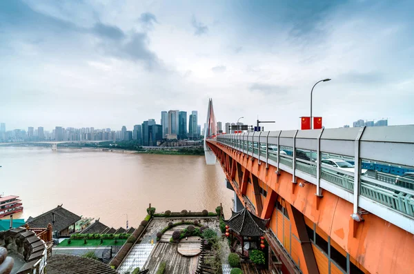 Chongqing stadsgezicht en wolkenkrabbers Stockafbeelding