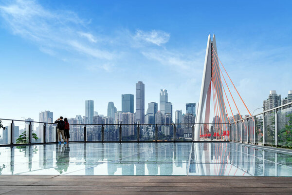 Городской пейзаж Чунцина и небоскребы
