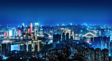 Çin Chongqing şehir ışıkları
