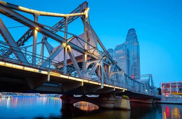 Tianjin City, China, vista nocturna — Foto de Stock