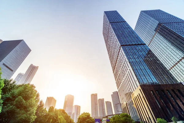 Moderne Wolkenkratzer Himmel Hintergrund Qianjiang New Town Hangzhou China — Stockfoto