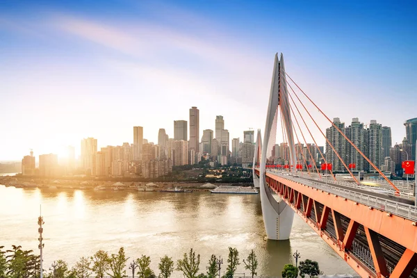 Paisaje Del Atardecer Del Distrito Yuzhong Chongqing China —  Fotos de Stock