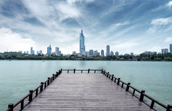 Stadtbild Von Nanjing China Finanzdistrikt Xuanwu See — Stockfoto