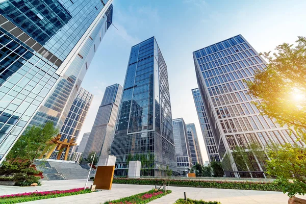 Plantas Parque Arquitetura Moderna Jinan Cityscape China — Fotografia de Stock