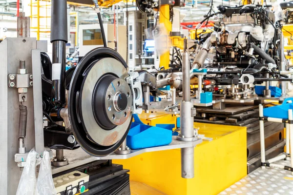 Nowoczesna Linia Produkcyjna Samochodów Zautomatyzowane Urządzenia Produkcyjne — Zdjęcie stockowe