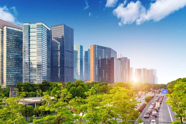 Highway City Skyline Hangzhou China Stadsgezicht — Stockfoto