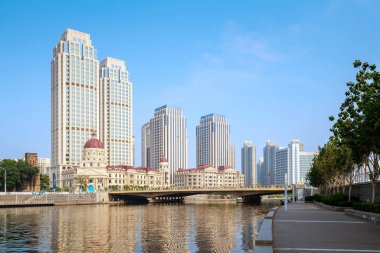 Tianjin, Çin 'de kentsel mimari manzara