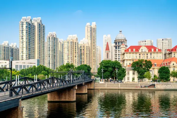 Городской Архитектурный Ландшафт Тяньцзиня Китай — стоковое фото