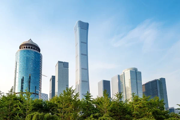 Edifícios Arranha Céus Distrito Financeiro Cidade Pequim China — Fotografia de Stock