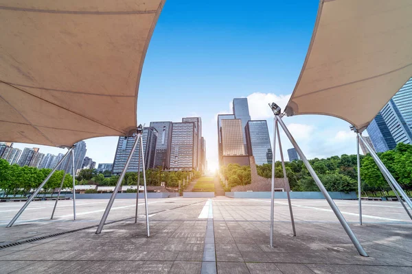 Empty Modern Square Skyscrapers Modern City — Stock Photo, Image