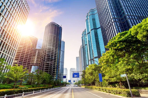 Rascacielos Modernos Fondo Del Cielo Qianjiang New Town Hangzhou China — Foto de Stock