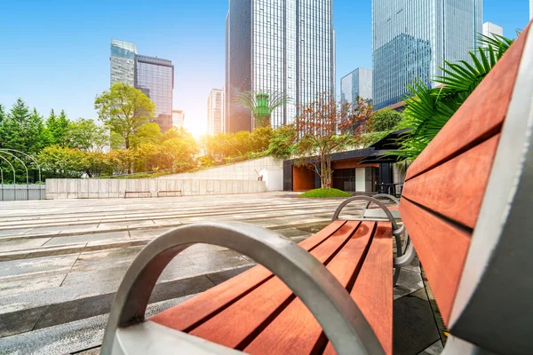 Leisure Chairs City Parks Modern Buildings Distance Chongqing China — Stock Photo, Image