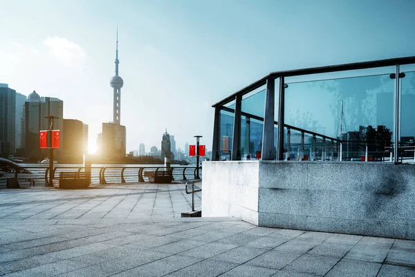 Linha Horizonte Xangai Com Arranha Céus Urbanos Modernos China — Fotografia de Stock