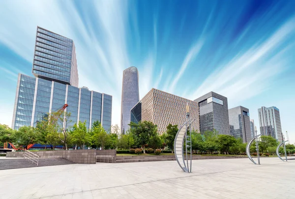 Stadtplatz Und Moderne Wolkenkratzer Ninbo China — Stockfoto