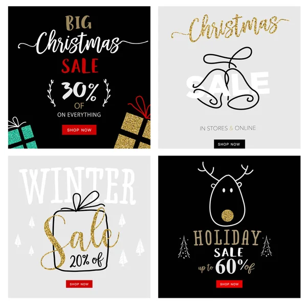 Set of Christmas and New Year mobile sale banners. — Stock Vector