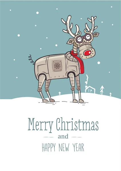 Funny Reindeer carte de Noël — Image vectorielle