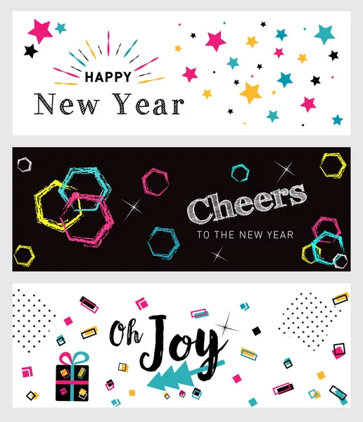 Set of Christmas and New Year social media banners. — Stock Vector