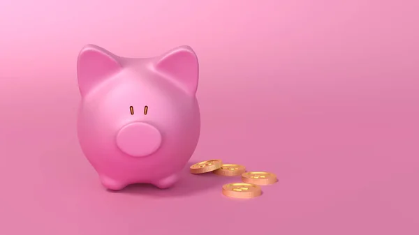 Feminine Style Savings Concept Piggy Bank Pink Background Resolution Rendered — Stock Photo, Image