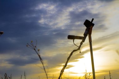 hazine avcısı bir eğimli buğday alanında bir metal dedektörü ile ben