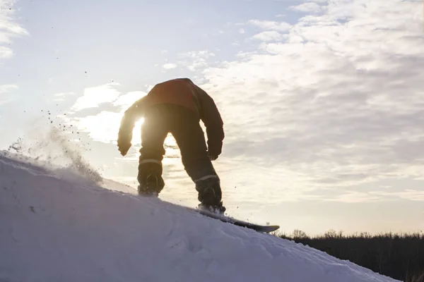 Snowboardozó Síelő Síelés Sípályán Elöl Hátul Homályos — Stock Fotó