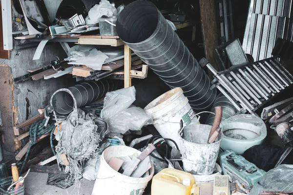 Big Mess Stuffed Suburban Garage — Stock Photo, Image