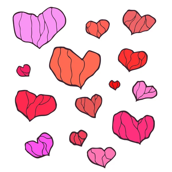 Romantische harten lijn kunst vectorillustratie op geïsoleerde achtergrond — Stockvector