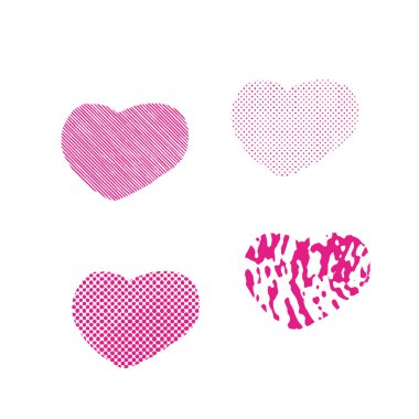 Dokulu vektör kalpler izole arka plan üzerinde