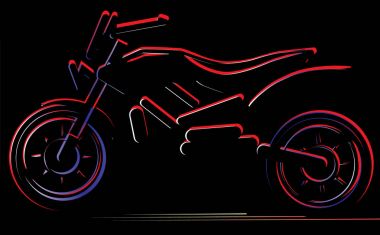 Siyah arka planda, moto illüstrasyon motosiklet