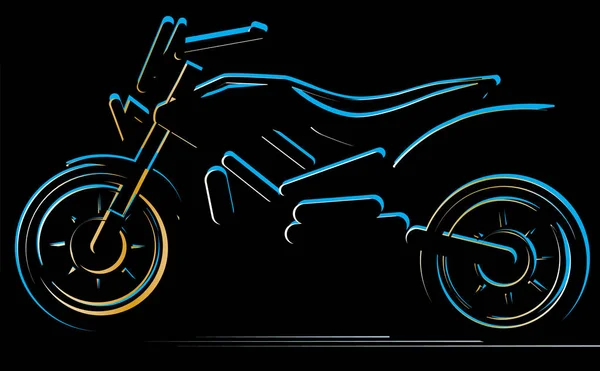 Motocicleta sobre fondo negro, ilustración moto — Vector de stock