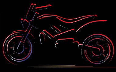 Siyah arka planda, moto illüstrasyon motosiklet