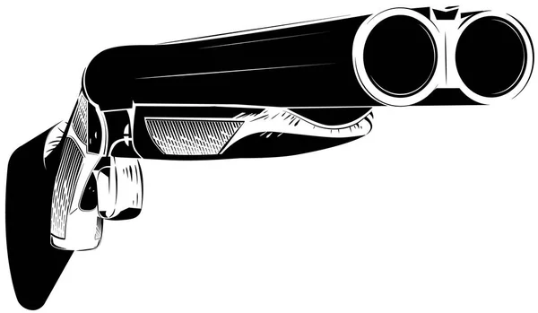 Vector illustration black and white shotgun isolated background — Stock Vector