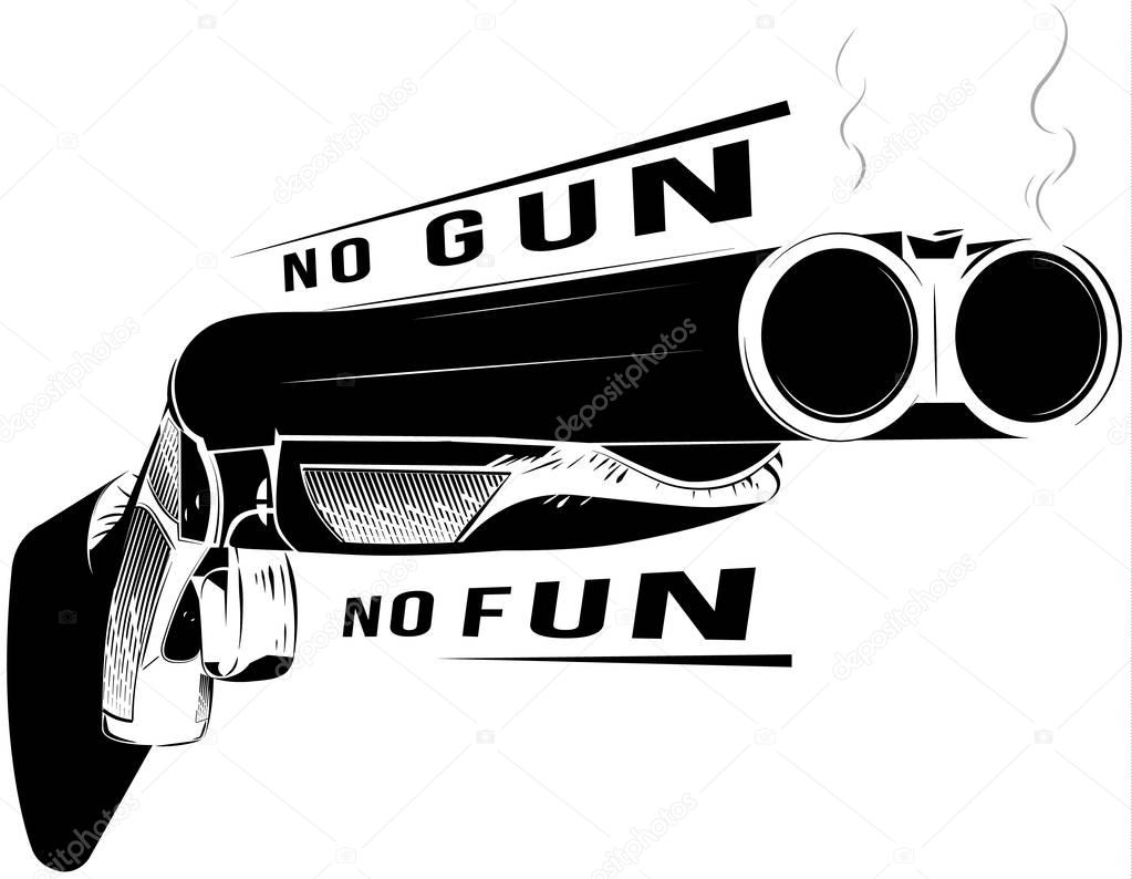 Vector illustration black and white shotgun isolated background. Hunting gun