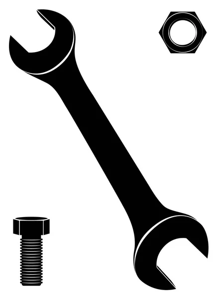 Schraubenschlüssel-Vektor-Symbol. Schraubenschlüssel, Bolzen, Mutternsatz — Stockvektor