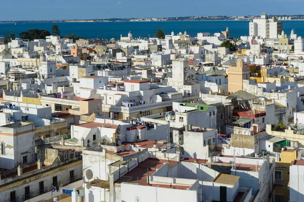 Vista panorâmica de Cádiz da torre de Tavira, Andaluzia, Espanha — Fotografia de Stock